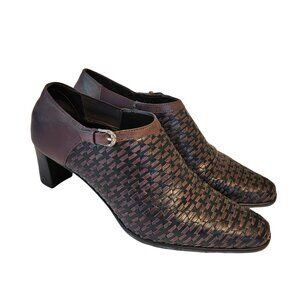 Brighton Turner Woven Leather Heeled Bootie